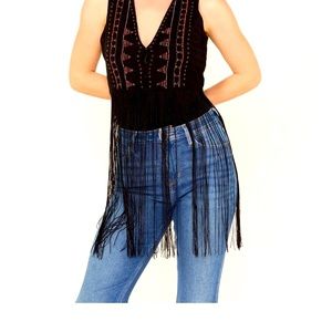 Black Idyllwind Women's Juniper Beaded Vest new with tags country Western style